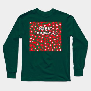 Merry Christmas Leopard Print Pattern Long Sleeve T-Shirt